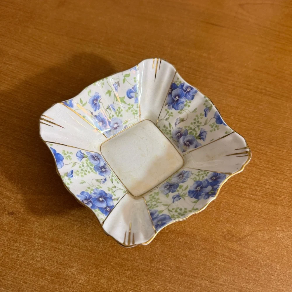 Royal‎ Albert Floral Square Dish - Blue and Gold